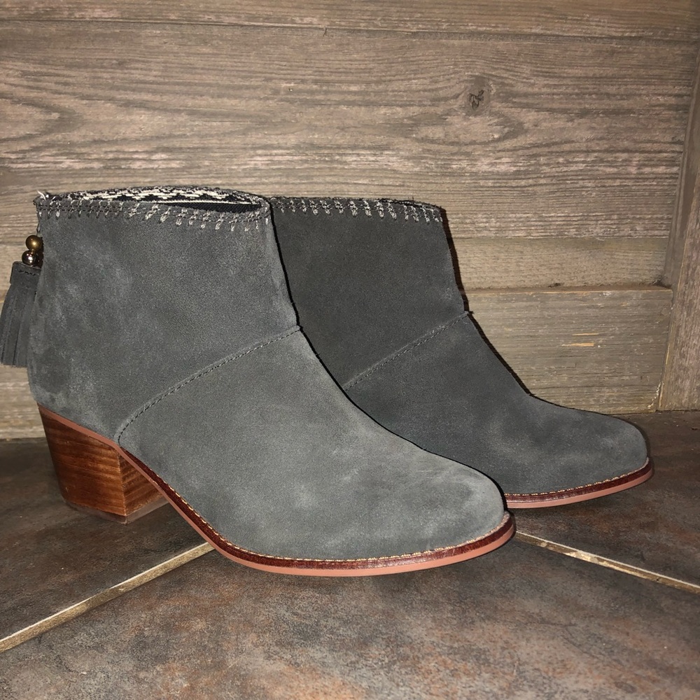 TOMS Suede Heeled Ankle Boots/Booties